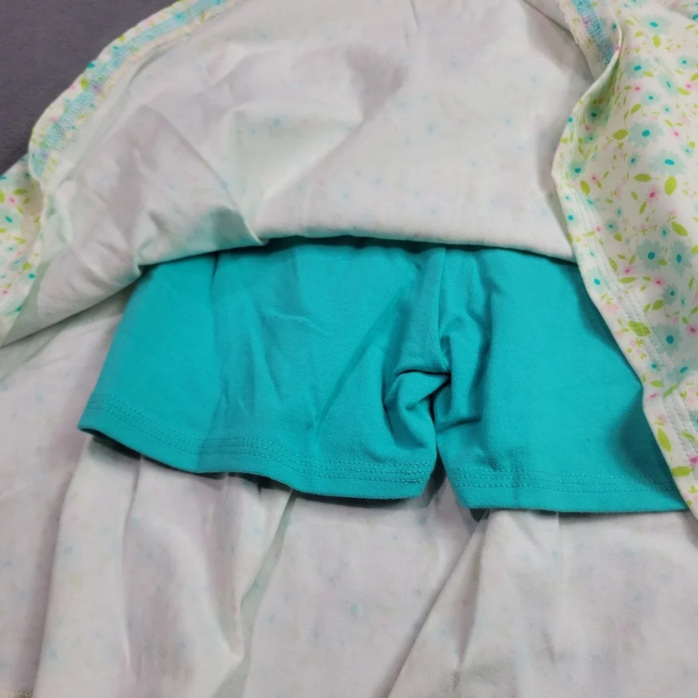Handmade Girls Floral Print Skort Blue Pink Daisy Built-in Shorts Kids‎ Size S